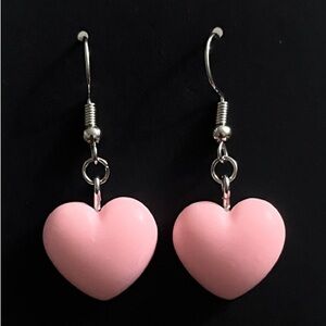 Pink Heart Drop Earrings